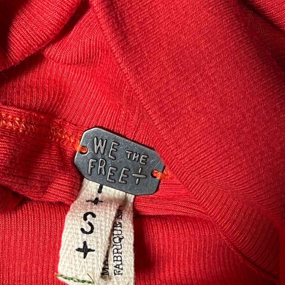 NWOT Free People We The Free Red Slouchy Dolman Sleeve Turtleneck Sweater Sz S - Picture 7 of 8